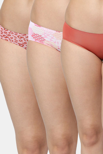 Buy Red Rose Medium Rise Full Coverage Hipster Panty (Pack of 3) - Multicolor